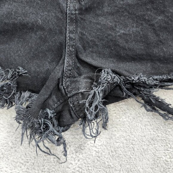 Denim Co Shorts Womens 10 Floral Embroidered Black Denim Hot Pants Distressed - Picture 4 of 15